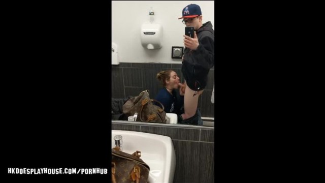 Public Bathroom Blowjob Ends with Huge Spray Facial Cumshot - Heather Kane - PornGO.com