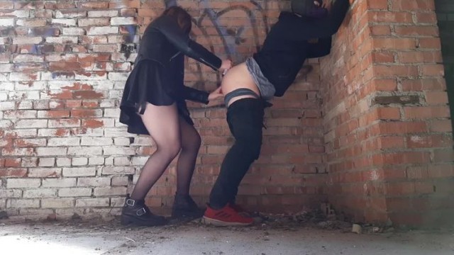 Fucking guy's ass in an abandoned building (pegging) - PornGO.com