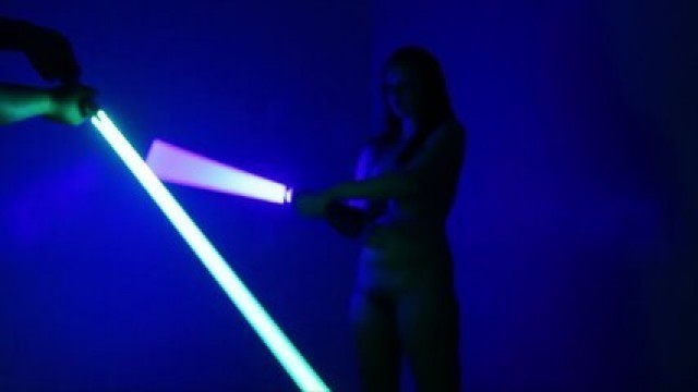 Nude Lightsaber Training